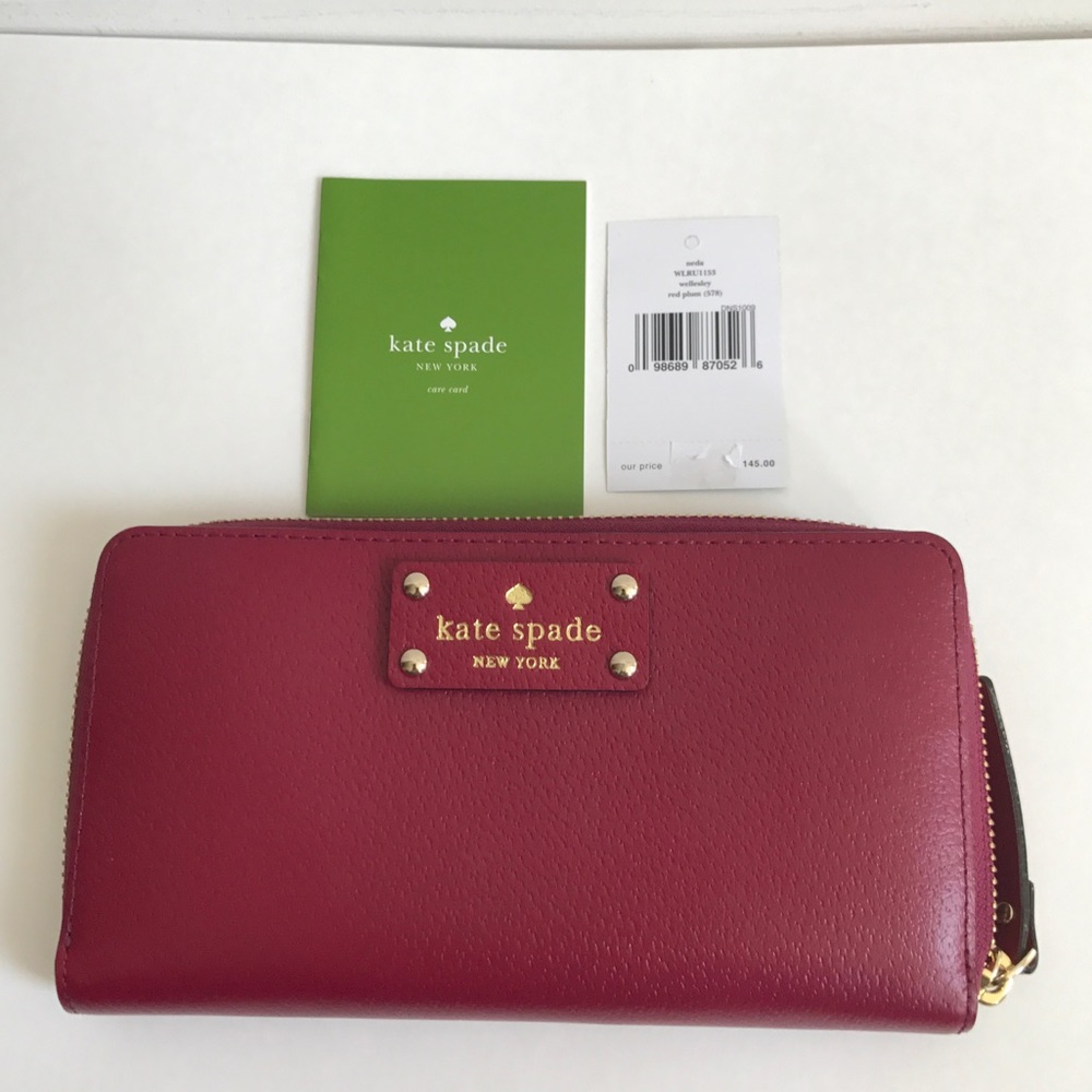 NWT KATE SPADE RED PLUM WELlesley NEDA wallet